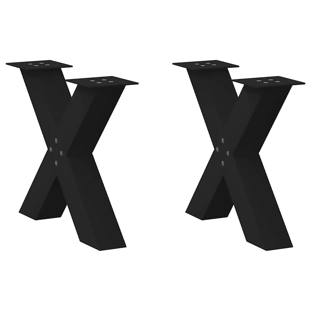 vidaXL Patas para mesa de centro en forma de X (2 unidades), color negro, 50 x (42-43) cm, acero
