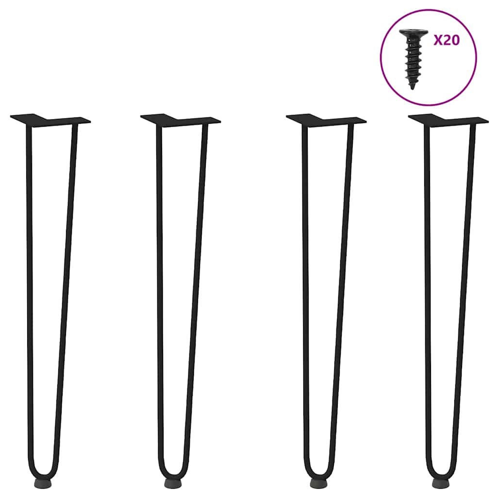 vidaXL Patas de horquilla para consolas , 4 unidades, color negro, 72 cm, acero macizo