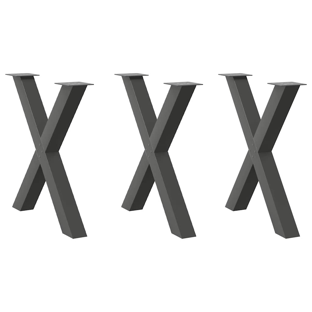 vidaXL Patas para mesa de comedor en forma de X (3 unidades), antracita, 80 x (72-73) cm, acero