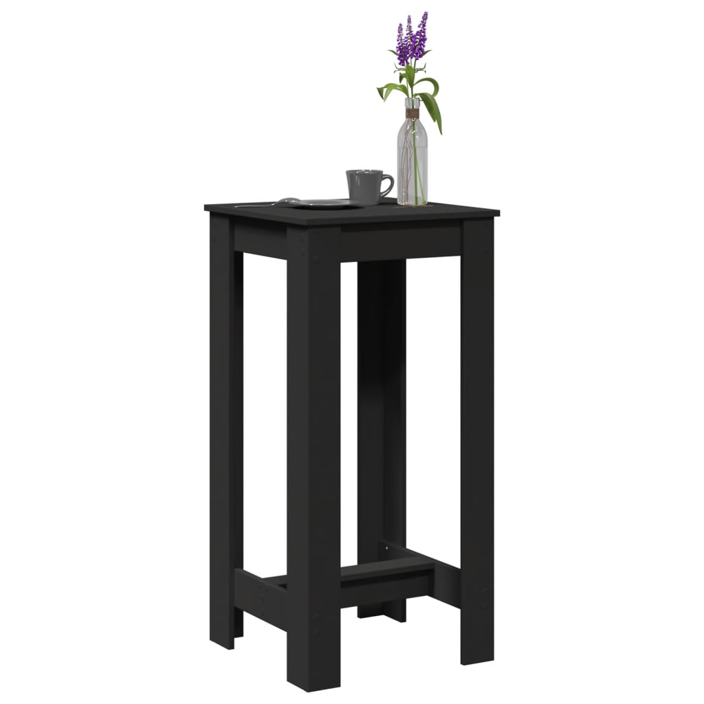 vidaXL Mesa alta de bar madera de ingeniería negra 51x50x103,5 cm