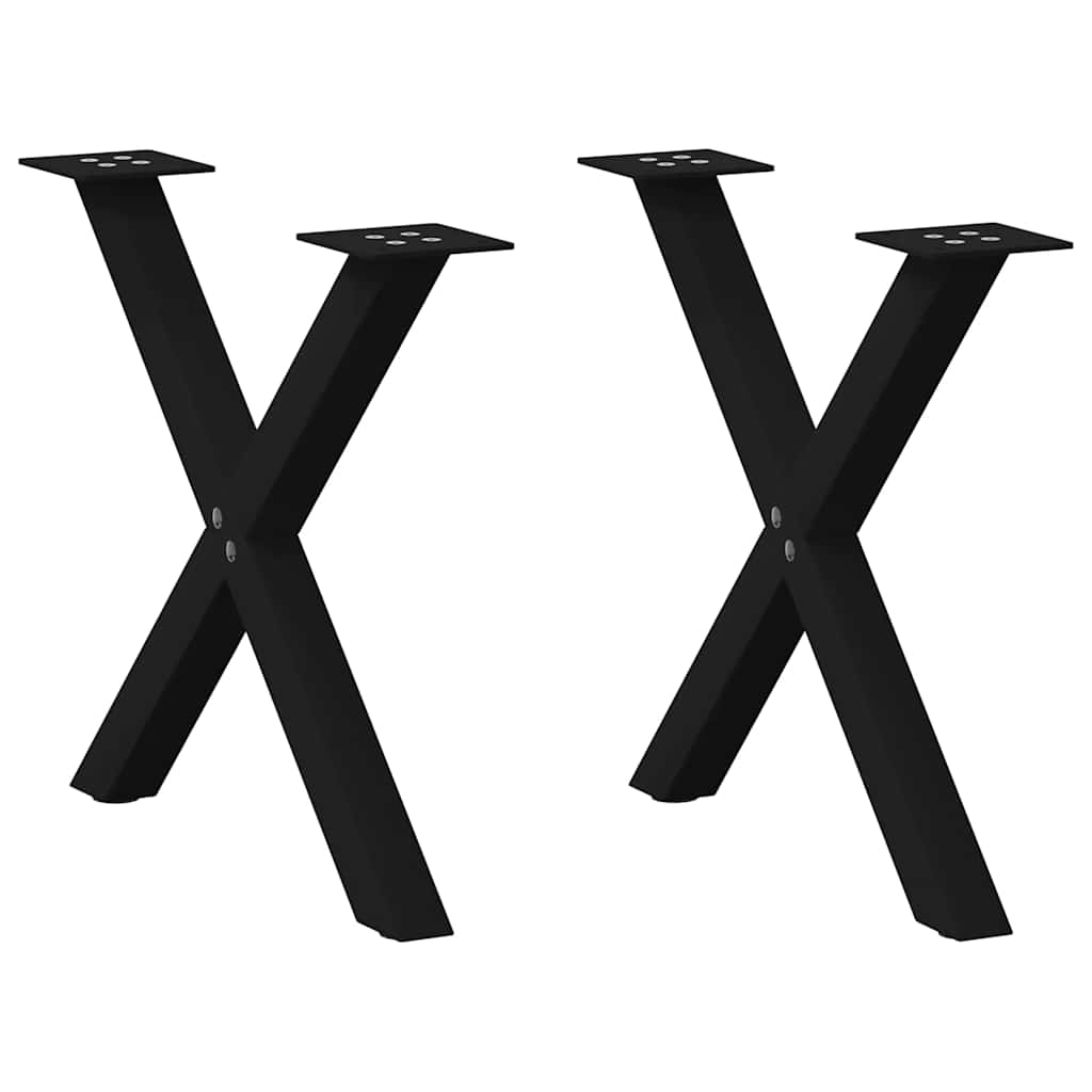 vidaXL Patas para mesa de centro en forma de X (2 unidades), color negro, 60 x (42-43) cm, acero