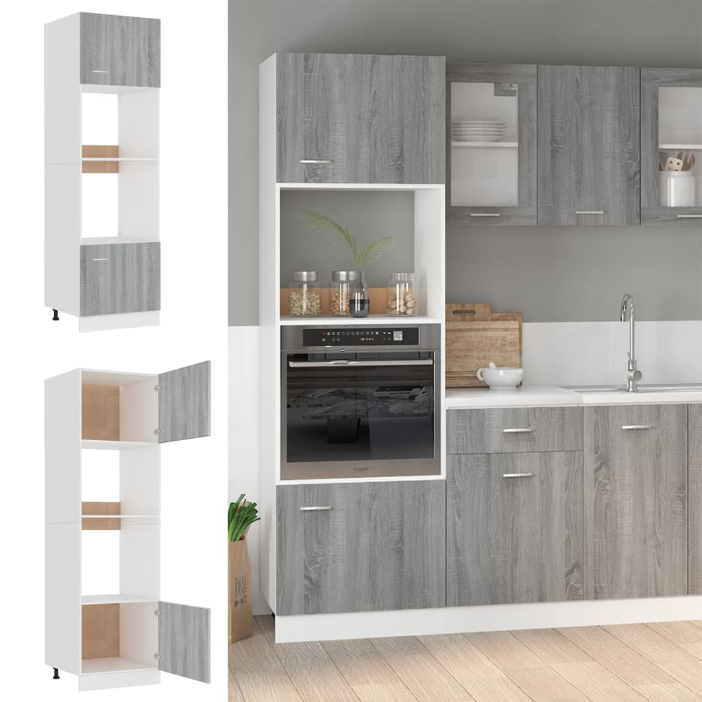 vidaXL Mueble para microondas "Lyon" gris Sonoma 60x57x207 cm madera de ingeniería