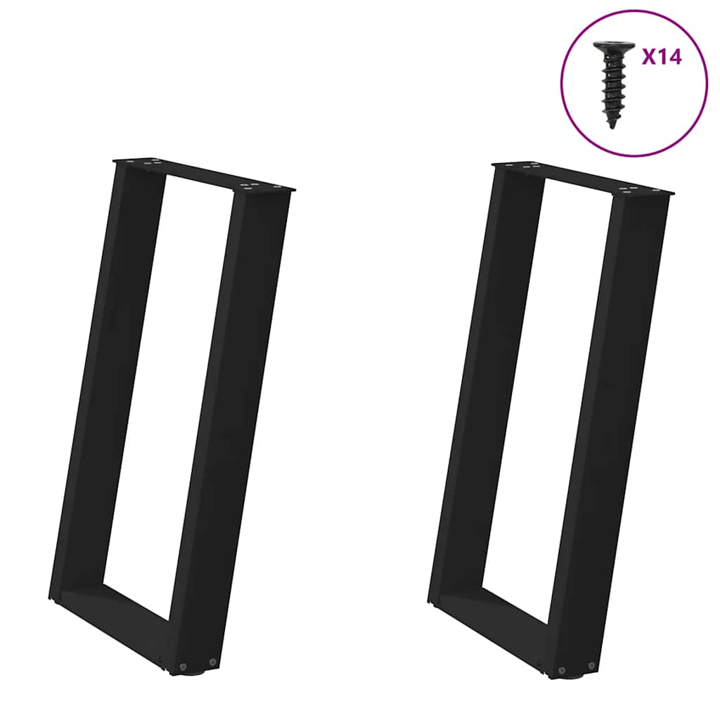 vidaXL Patas para mesa de comedor en forma de U (2 unidades), color negro, 60 x 72-73 cm, acero