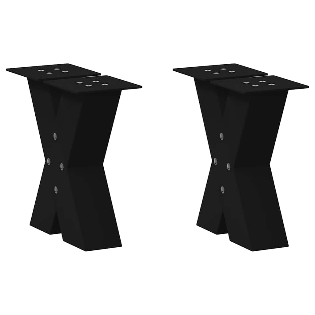 vidaXL Patas para mesa de centro en forma de X (2 unidades), color negro, 30 x (30-31) cm, acero