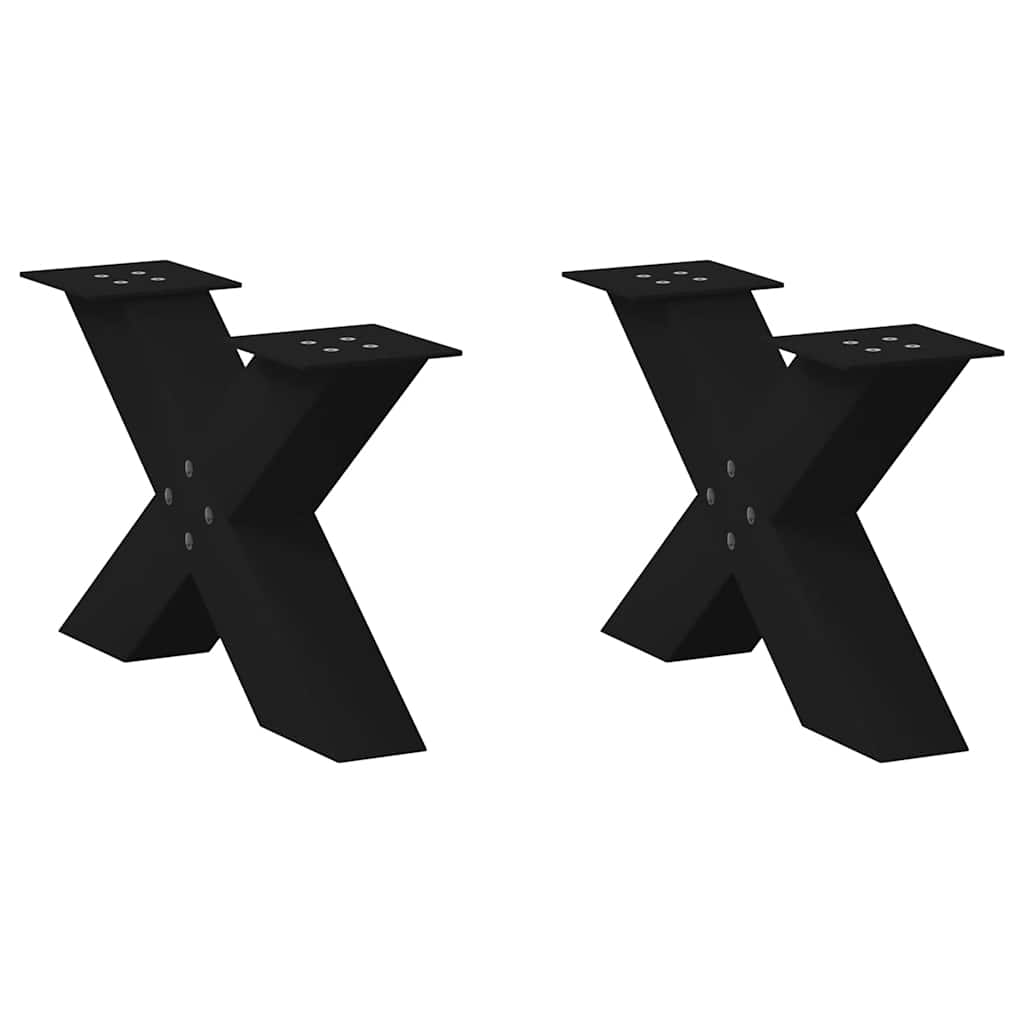 vidaXL Patas para mesa de centro en forma de X (2 unidades), color negro, 60 x (30-31) cm, acero