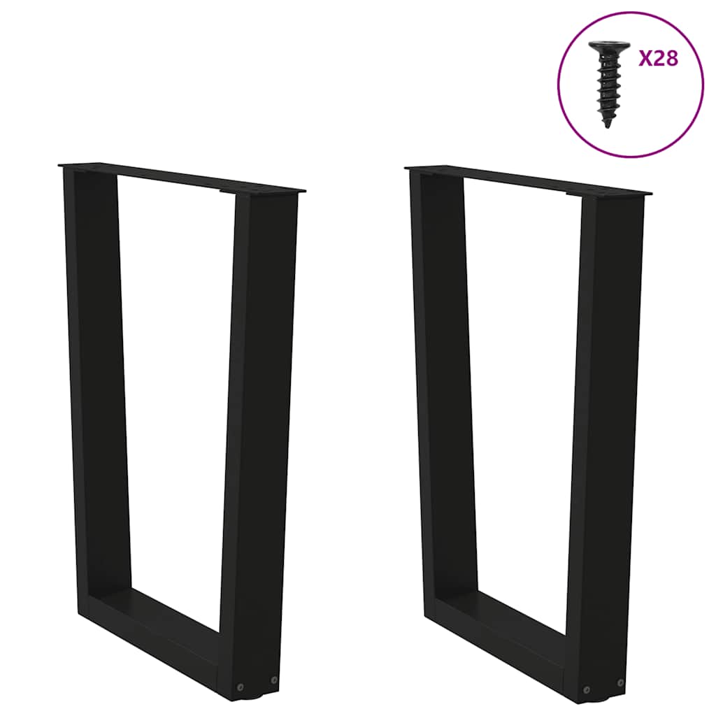 vidaXL Patas para mesa de comedor en forma de V (2 unidades), color negro, 70 x (72-73,3) cm, acero - Image 4
