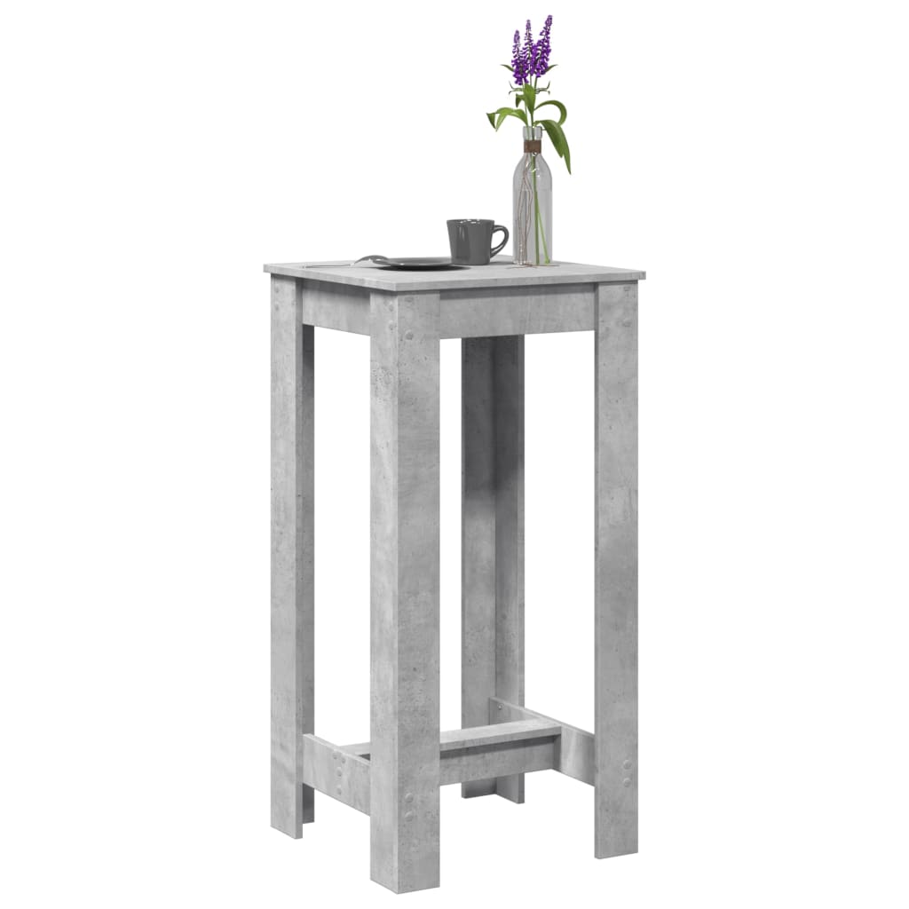 vidaXL Mesa alta de bar madera ingeniería gris hormigón 51x50x103,5 cm