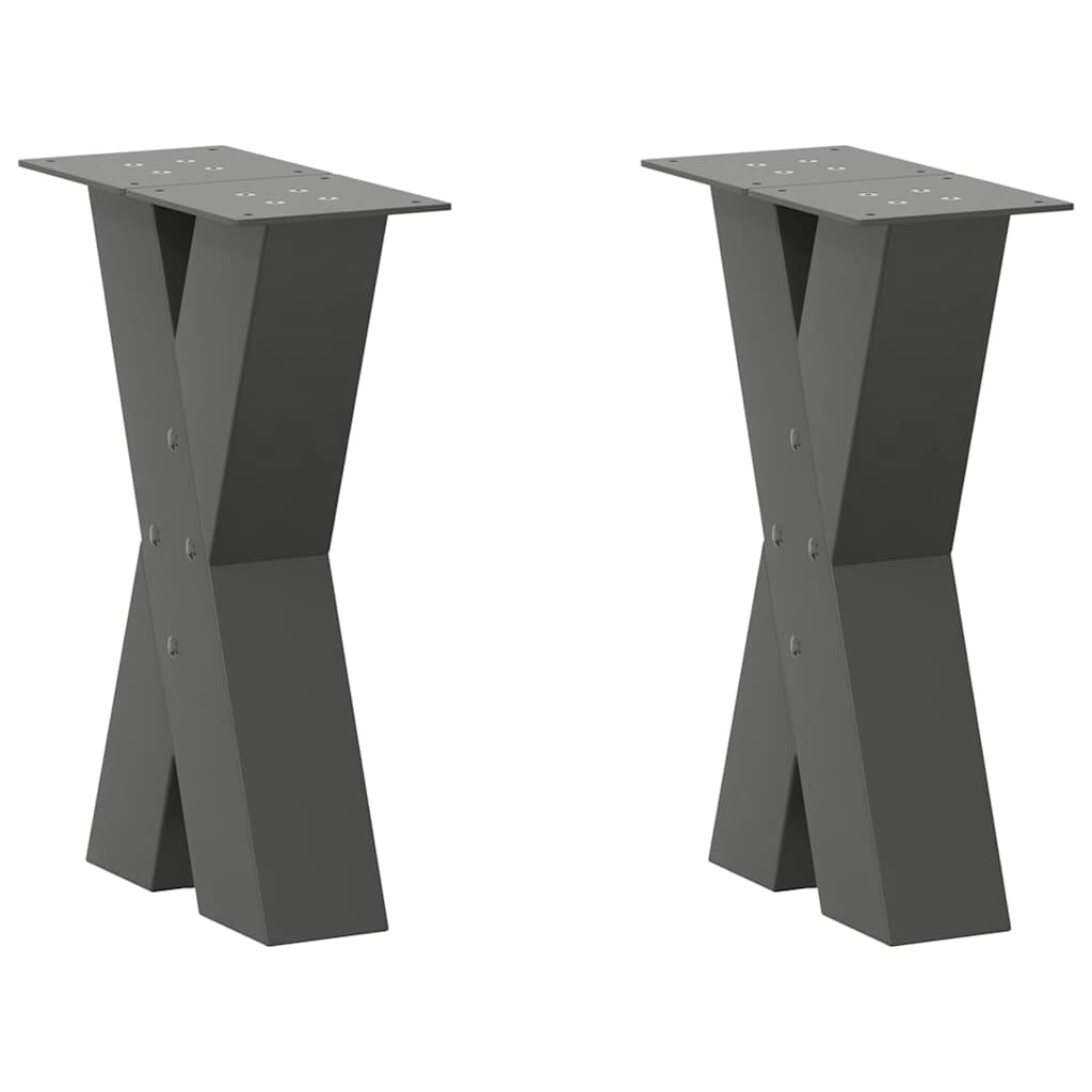vidaXL Patas para mesa de centro en forma de X (2 unidades), antracita, 38 x (42-43) cm, acero