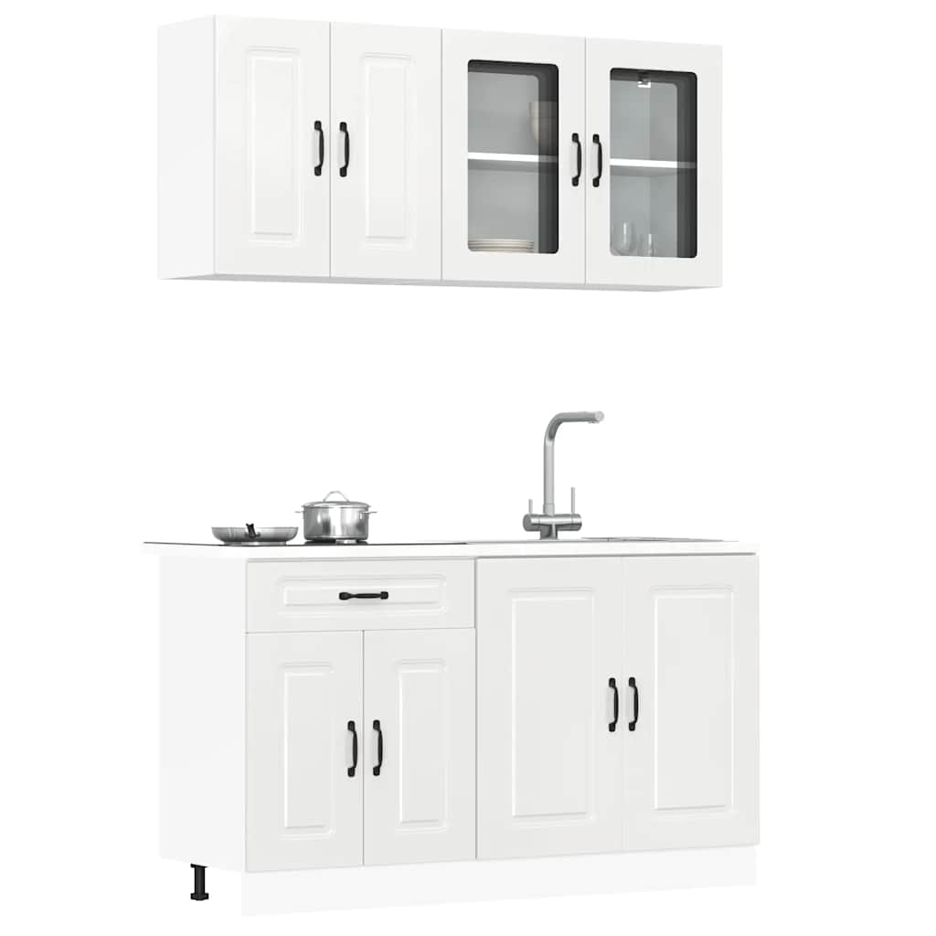 vidaXL Mueble cocina Kalmar blanco de alto brillo 4 pzas