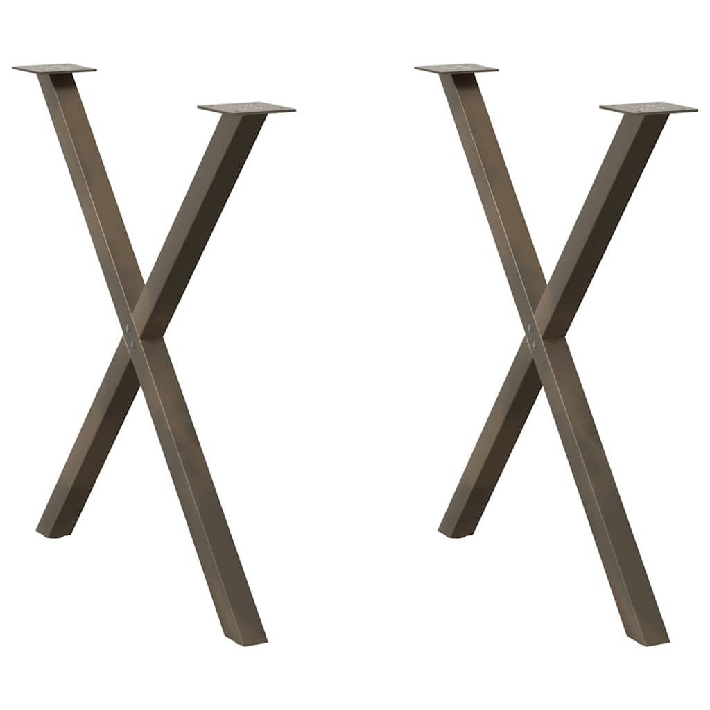 vidaXL Patas para mesa de comedor en forma de X (2 unidades, acero natural, 80 x 72-73 cm)