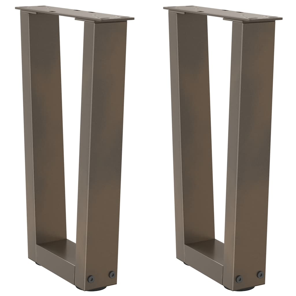 vidaXL Patas para mesa de centro en forma de V (2 unidades, acero natural, 38 x 42-43,3 cm)