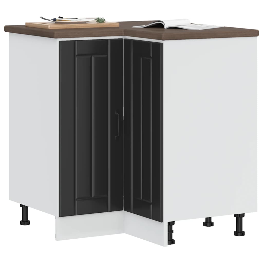 vidaXL Mueble bajo esquinero de cocina Lucca madera ingeniería negra