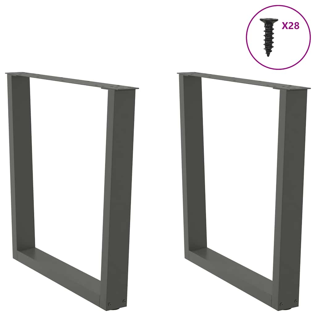 vidaXL Patas para mesa de comedor en forma de V (2 unidades), antracita, 80 x (72-73,3) cm, acero - Image 4
