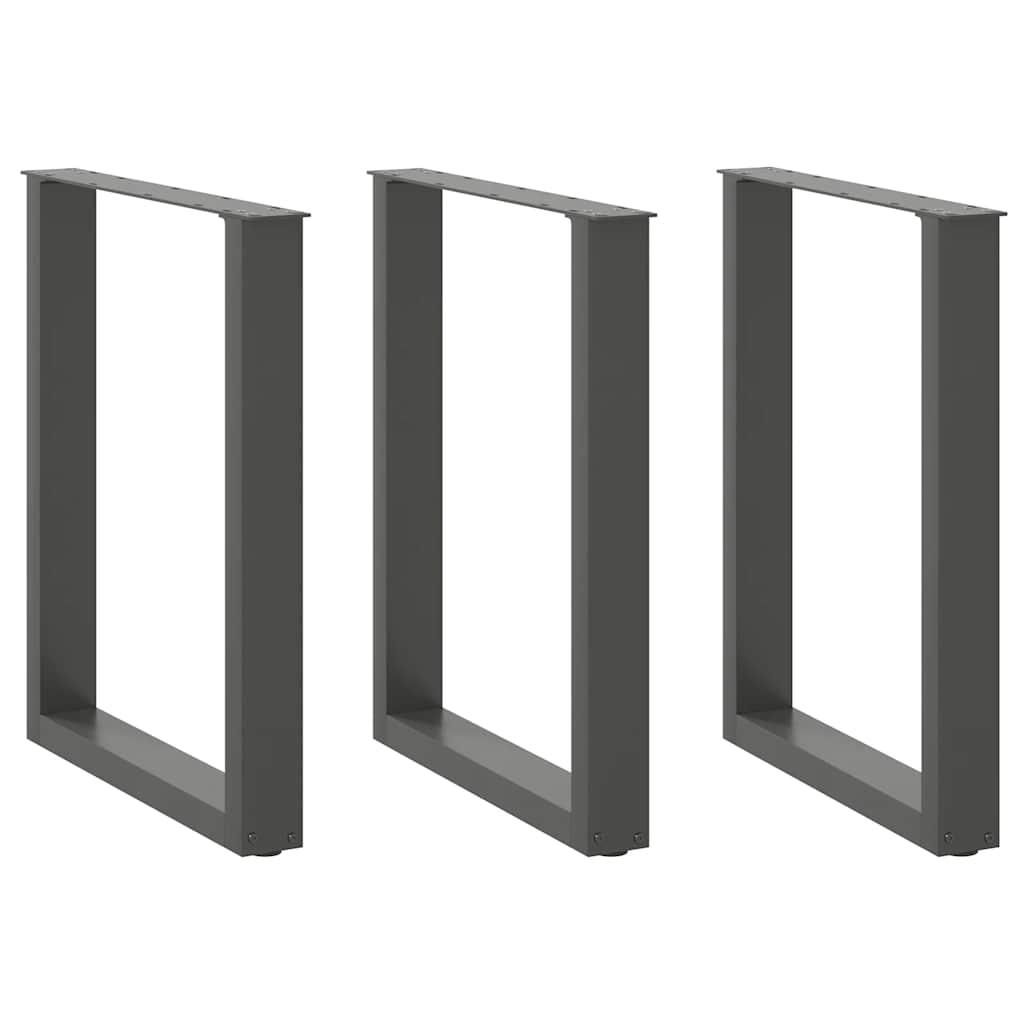 vidaXL Patas para mesa de comedor en forma de U (3 unidades), antracita, 70 x (72-73) cm, acero