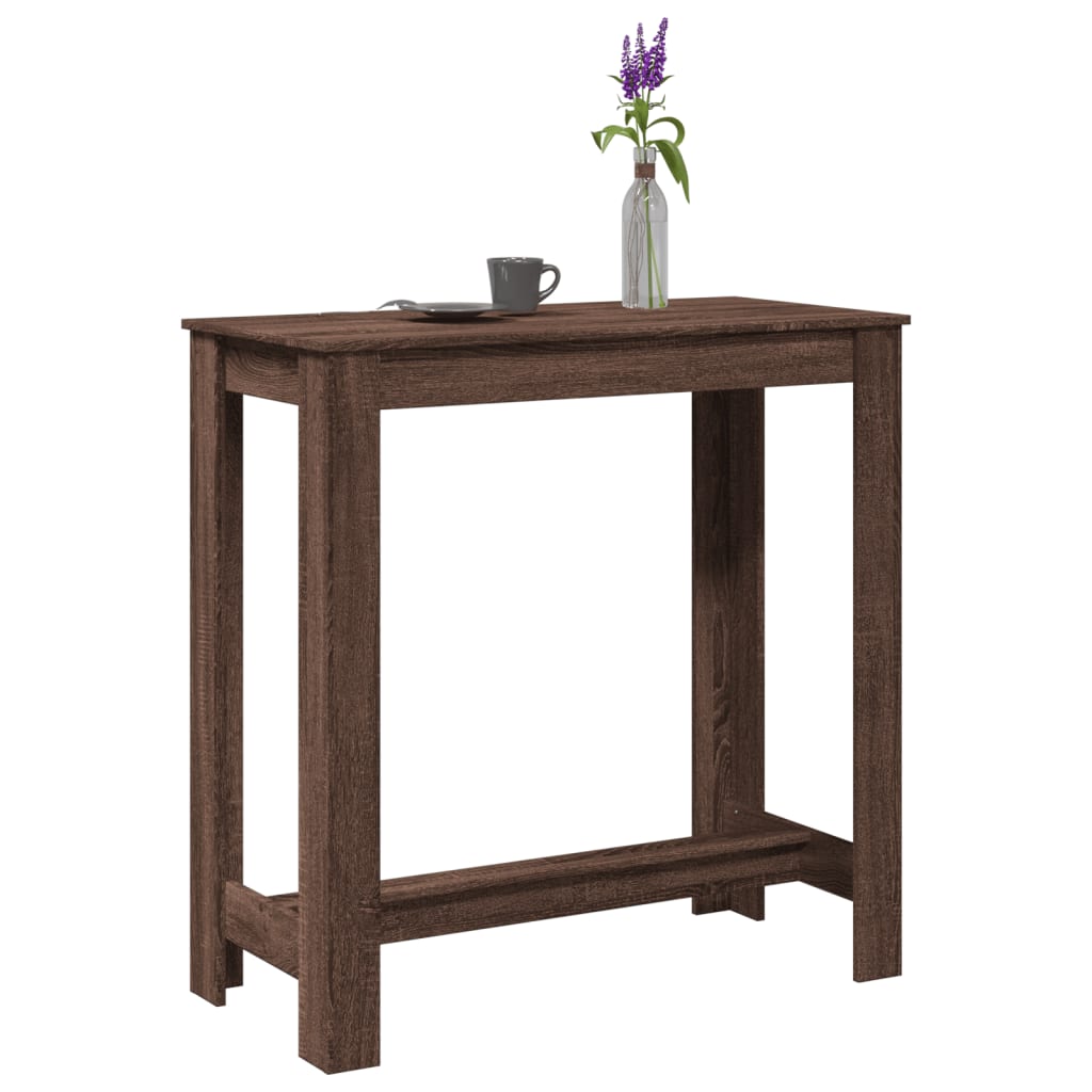 vidaXL Mesa alta de bar madera ingeniería marrón roble 102x50x103,5 cm