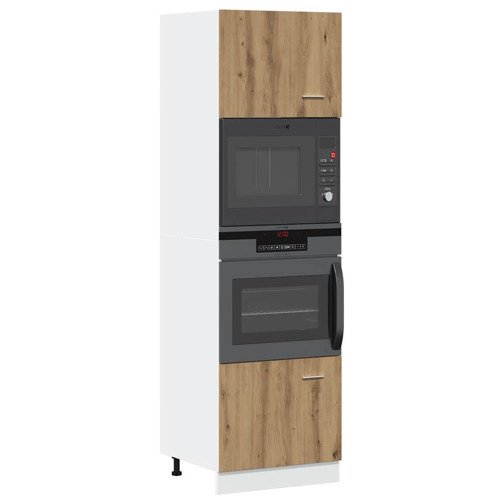 vidaXL Mueble para microondas "Lyon" roble artesanal 60x57x207 cm madera de ingeniería