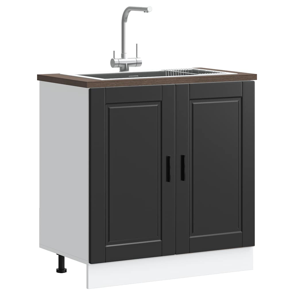 vidaXL Mueble bajo fregadero Porto negro 80x46x81,5cm madera diseñada