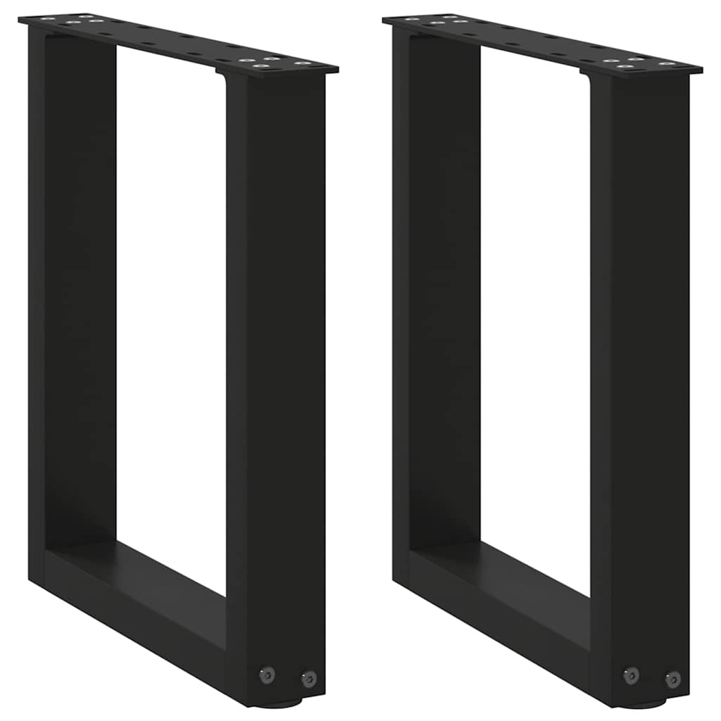 vidaXL Patas para mesa de centro en forma de U (2 unidades), color negro, 38 x (42-43) cm, acero