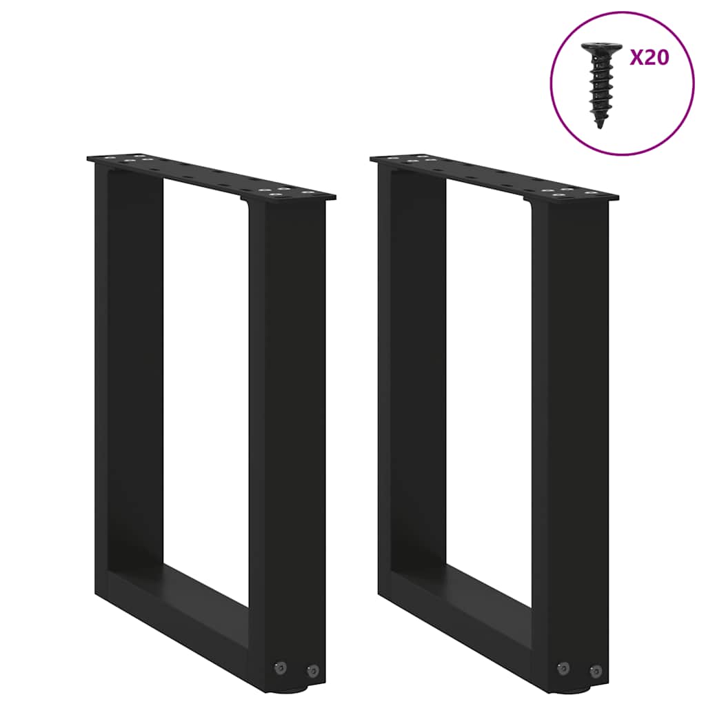 vidaXL Patas para mesa de centro en forma de U (2 unidades), color negro, 38 x (42-43) cm, acero - Image 3