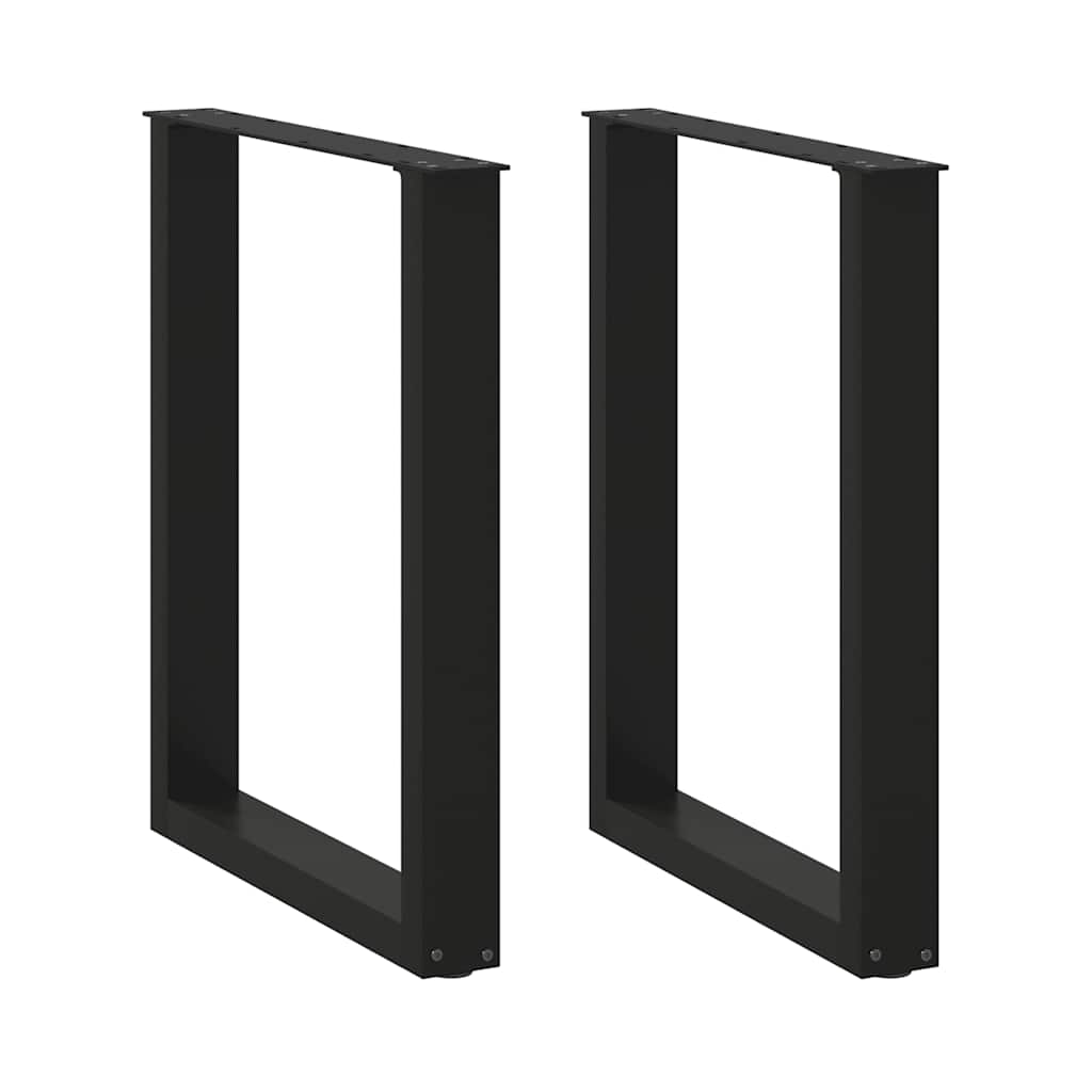 vidaXL Patas para mesa de comedor en forma de U (2 unidades), color negro, 70 x (72-73) cm, acero