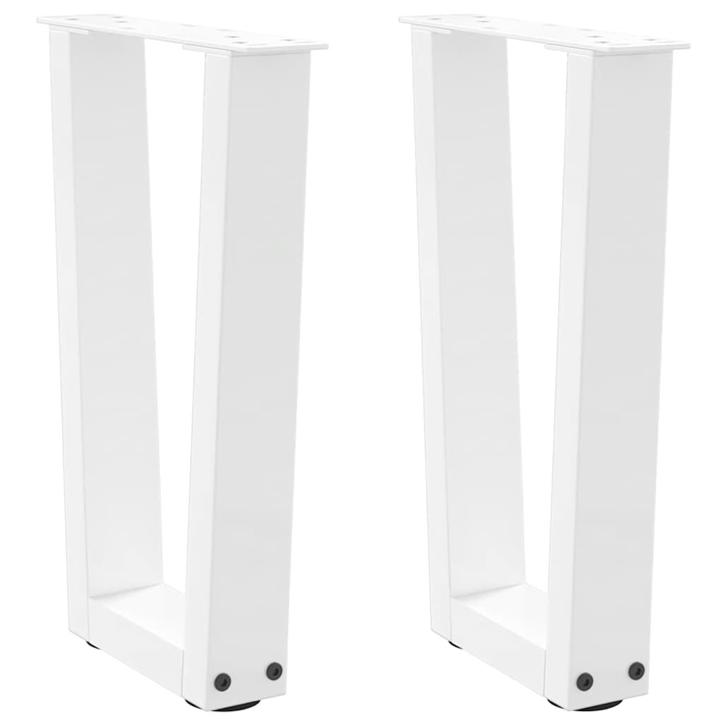 vidaXL Patas para mesa de centro en forma de V (2 unidades), color blanco, 38 x (42-43,3) cm, acero