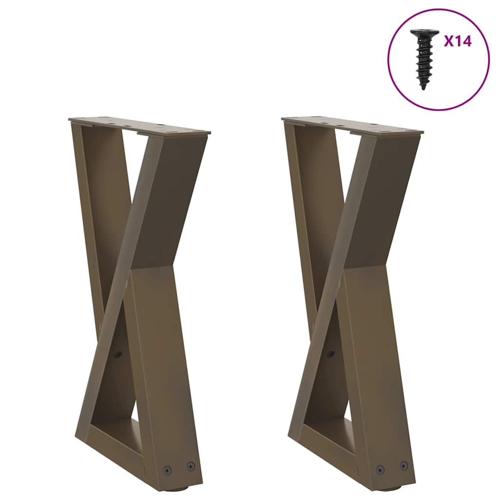 vidaXL Patas para mesa de centro (2 unidades, acero natural, 28 x 42-43,3 cm)