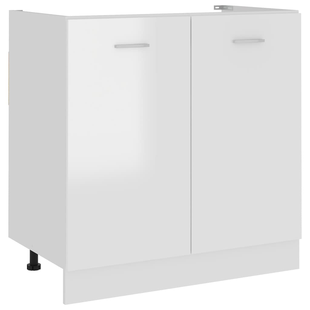 vidaXL Mueble bajo fregadero "Lyon" blanco brillante 80x46x81,5 cm madera de ingeniería