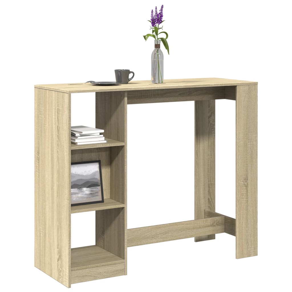 vidaXL Mesa bar con estante madera roble Sonoma 124x46x103,5 cm