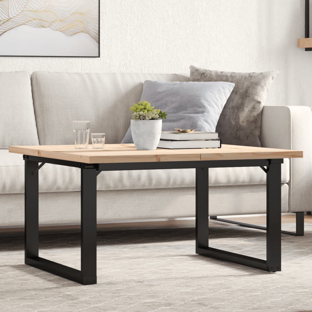 vidaXL Mesa de centro marco O madera maciza pino y acero 80x80x45,5 cm