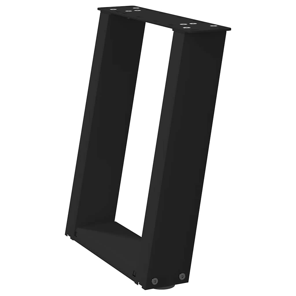 vidaXL Patas para mesa de centro en forma de U (2 unidades), color negro, 38 x (42-43) cm, acero - Image 4