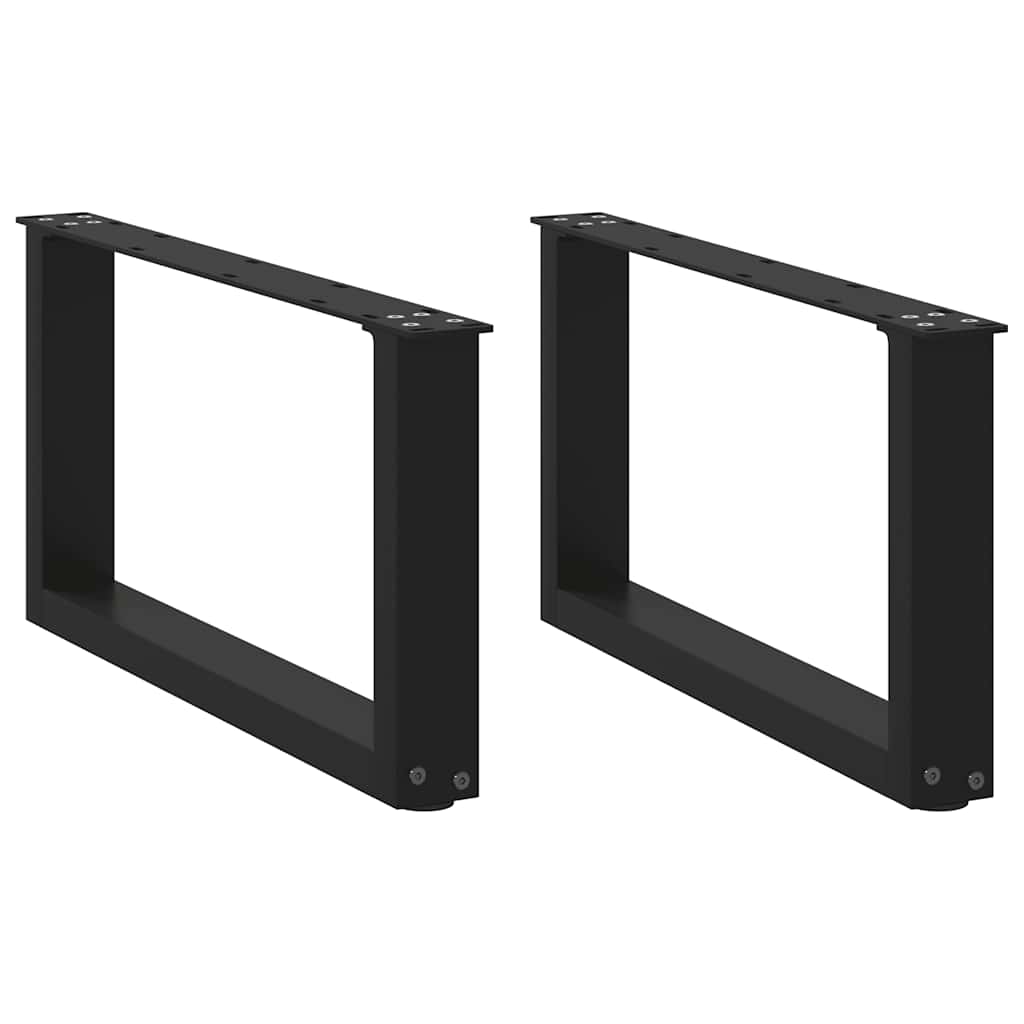 vidaXL Patas para mesa de centro en forma de U (2 unidades), color negro, 70 x (30-31) cm, acero