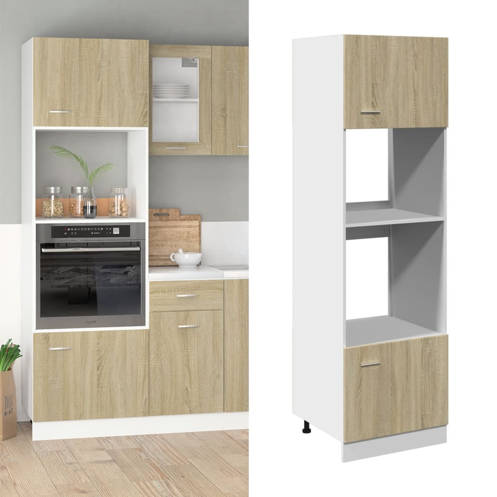 vidaXL Mueble para microondas "Lyon" roble Sonoma 60x57x207 cm madera de ingeniería