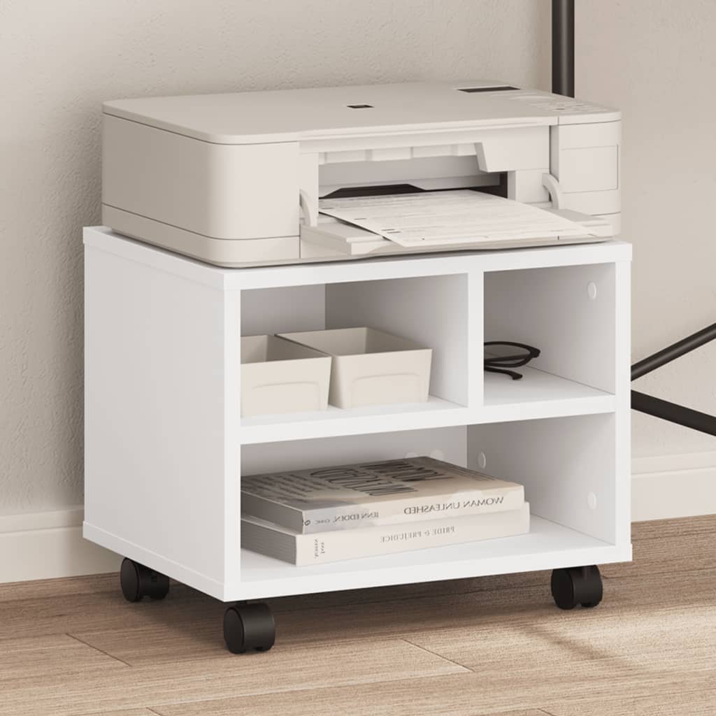 vidaXL Soporte para impresora con ruedas blanco 41x32x34,5 cm