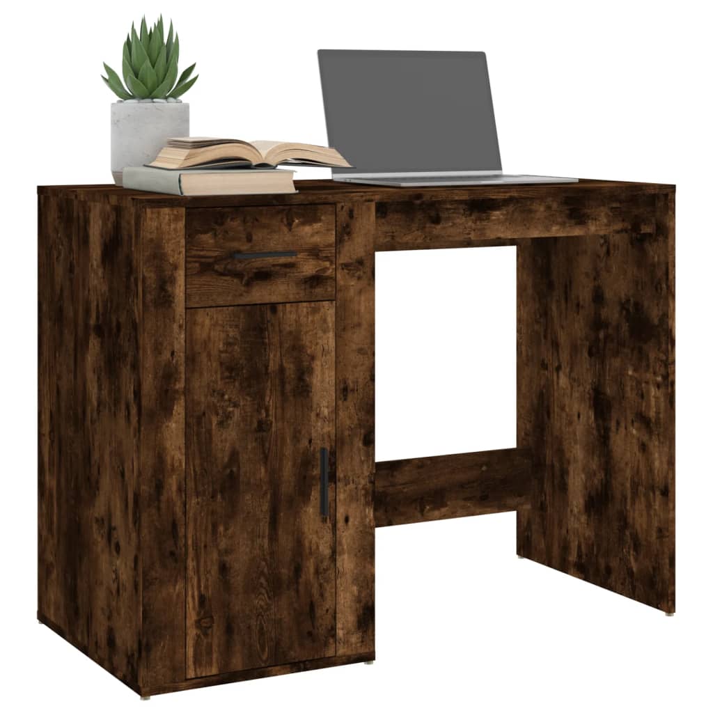 vidaXL Escritorio madera contrachapada roble ahumado 100x49x75 cm - Image 4