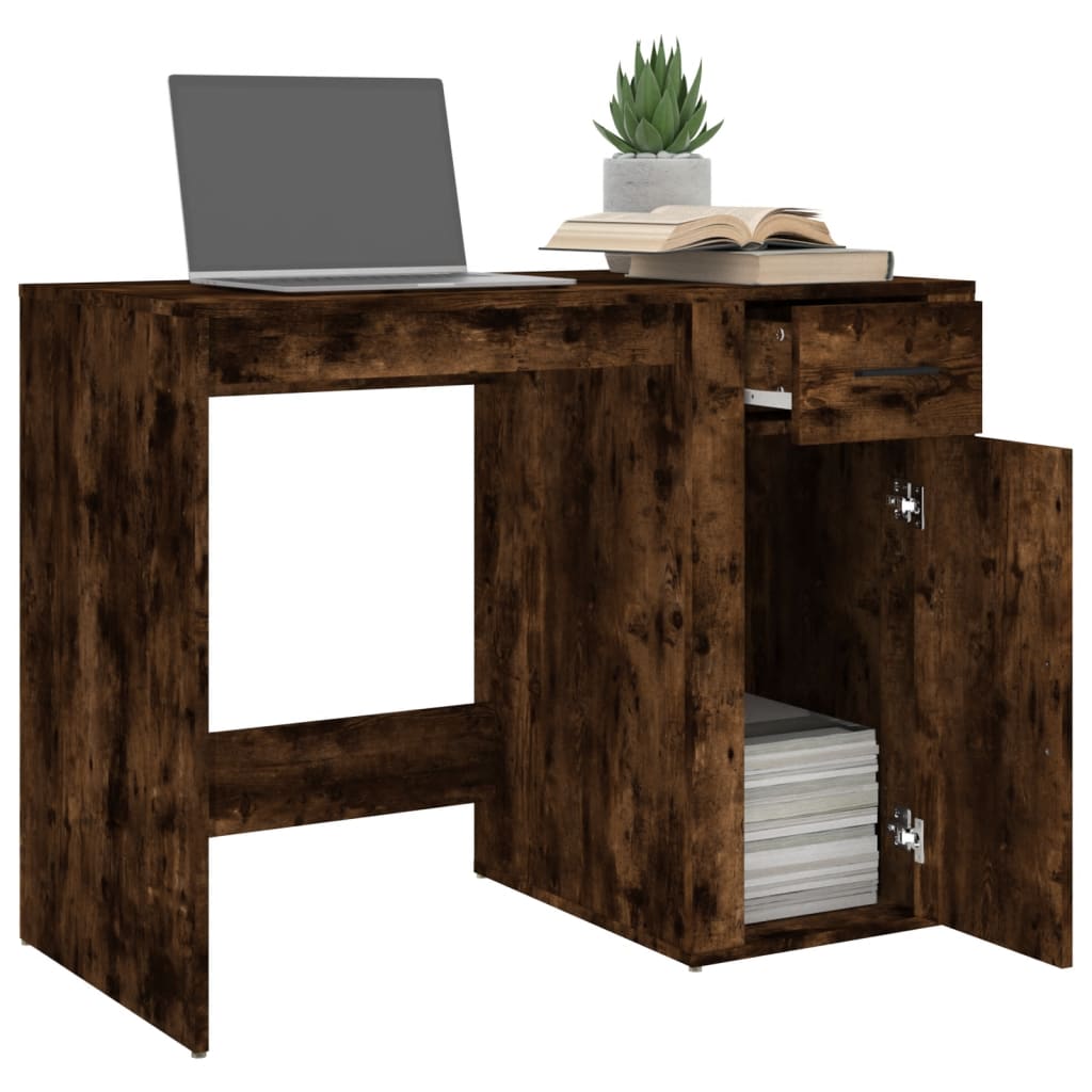 vidaXL Escritorio madera contrachapada roble ahumado 100x49x75 cm - Image 5