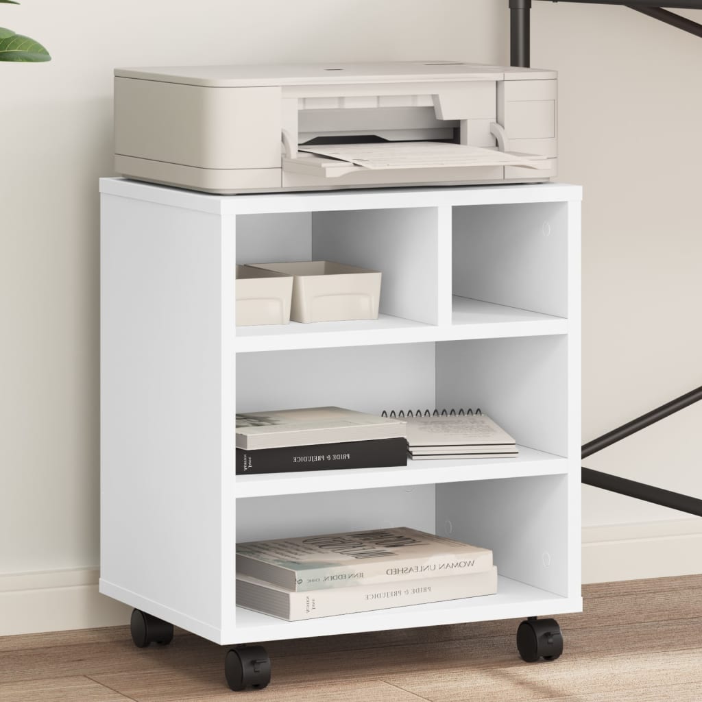vidaXL Soporte para impresora con ruedas blanco 41x32x48 cm