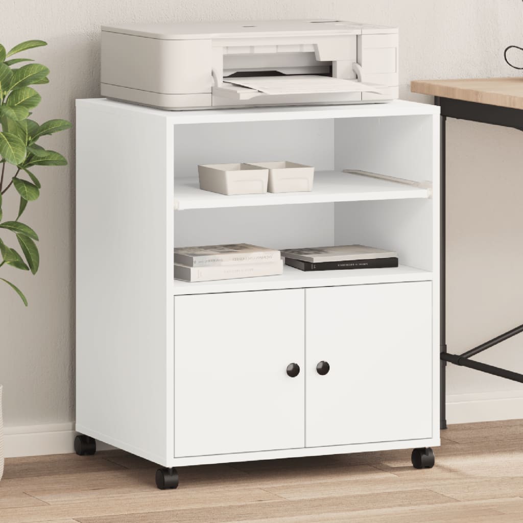 vidaXL Soporte para impresora con ruedas blanco 60x48x74 cm