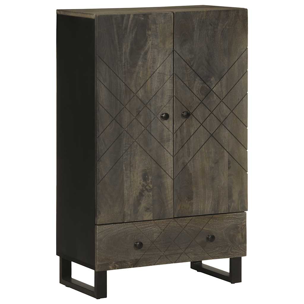 vidaXL Aparador alto madera maciza de mango negro 60x33x100 cm