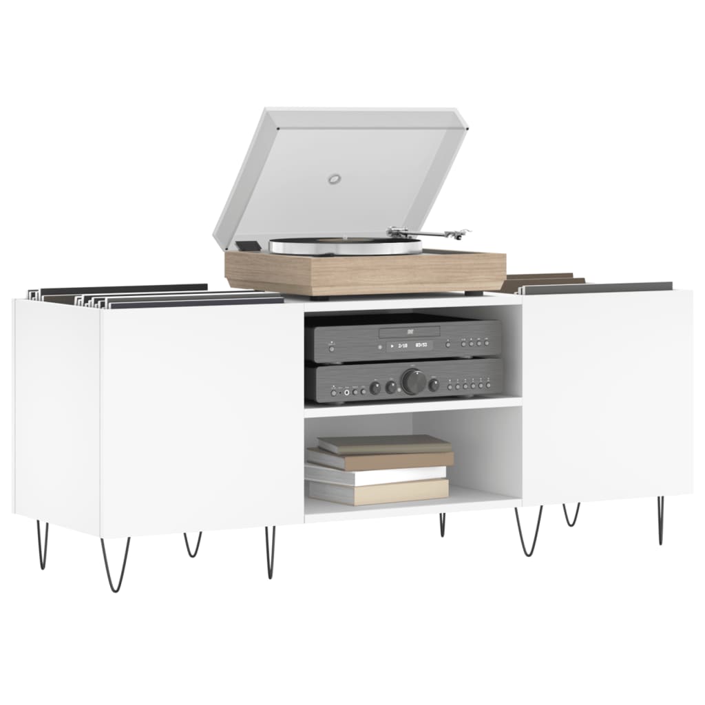 vidaXL Mueble para discos madera contrachapada blanco 121x38x48 cm - Image 3
