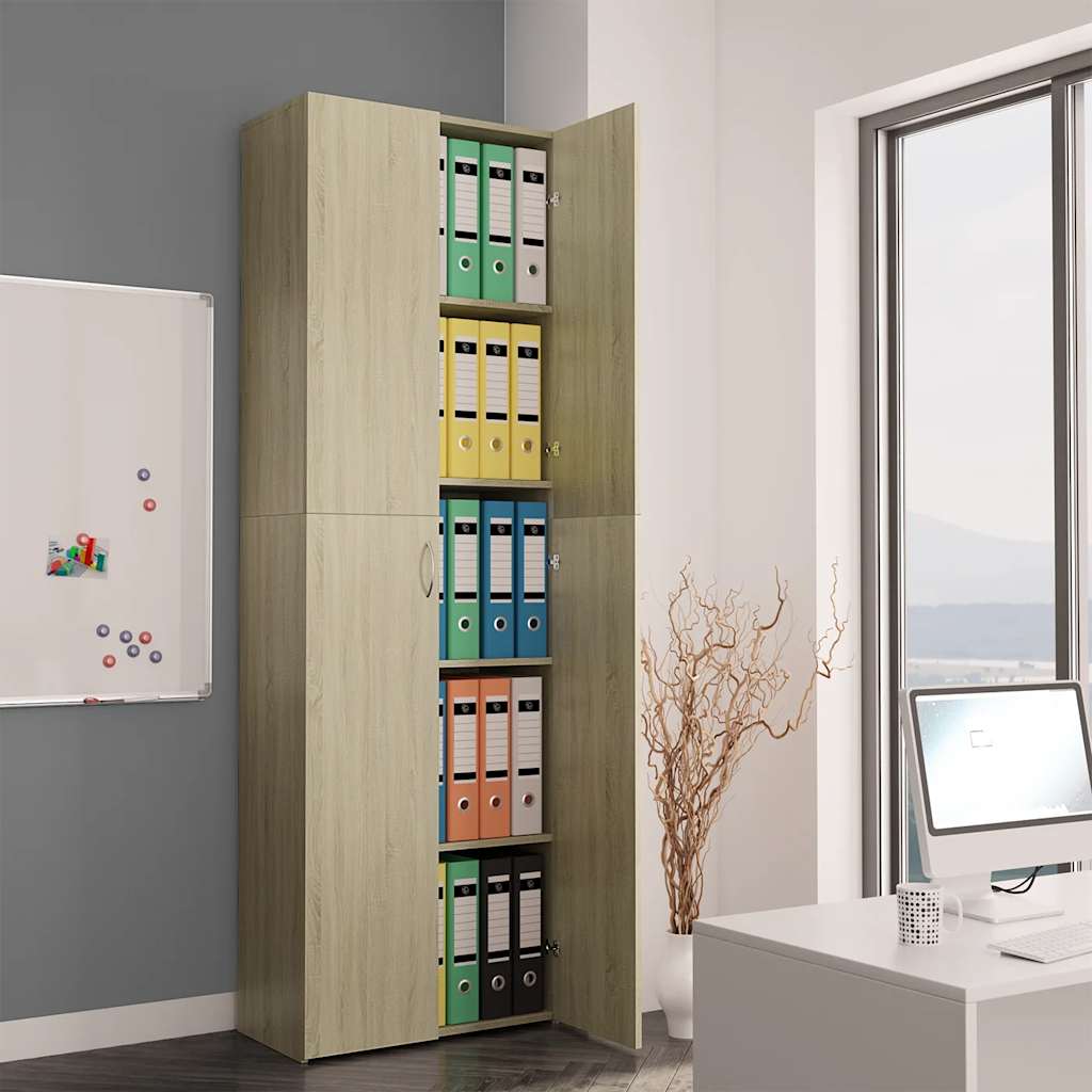 vidaXL Armario de oficina contrachapado color roble 60x32x190 cm