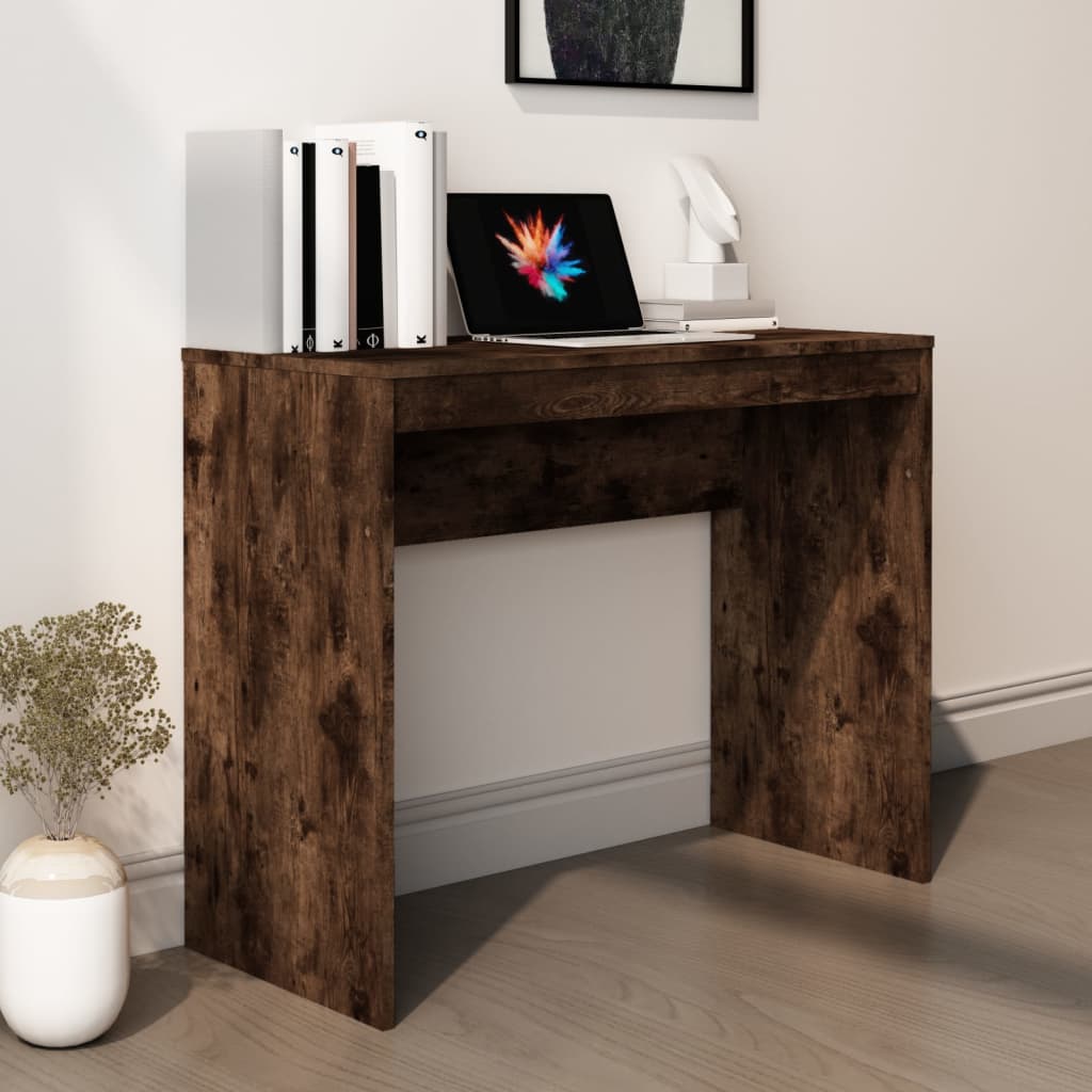 vidaXL Escritorio de madera contrachapada roble ahumado 90x40x72 cm