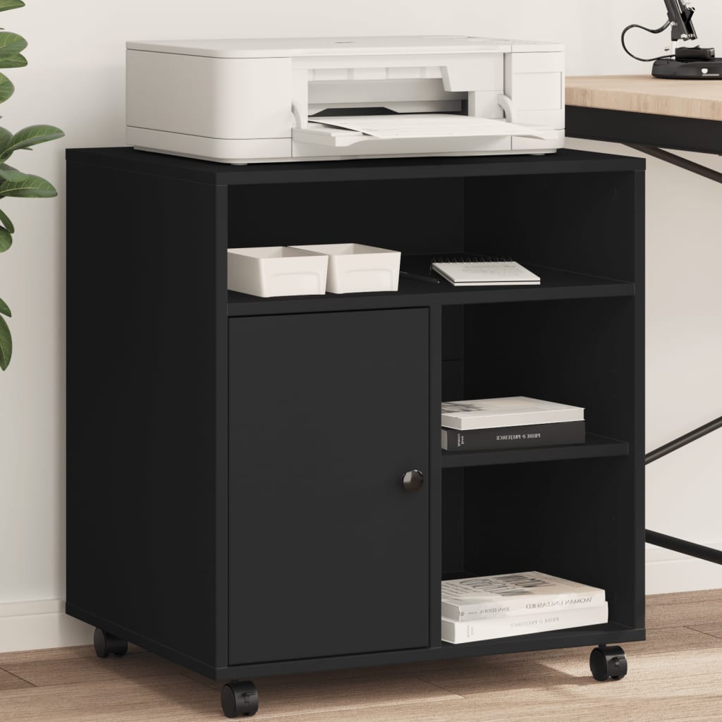 vidaXL Soporte para impresora con ruedas negro 60x50x67 cm