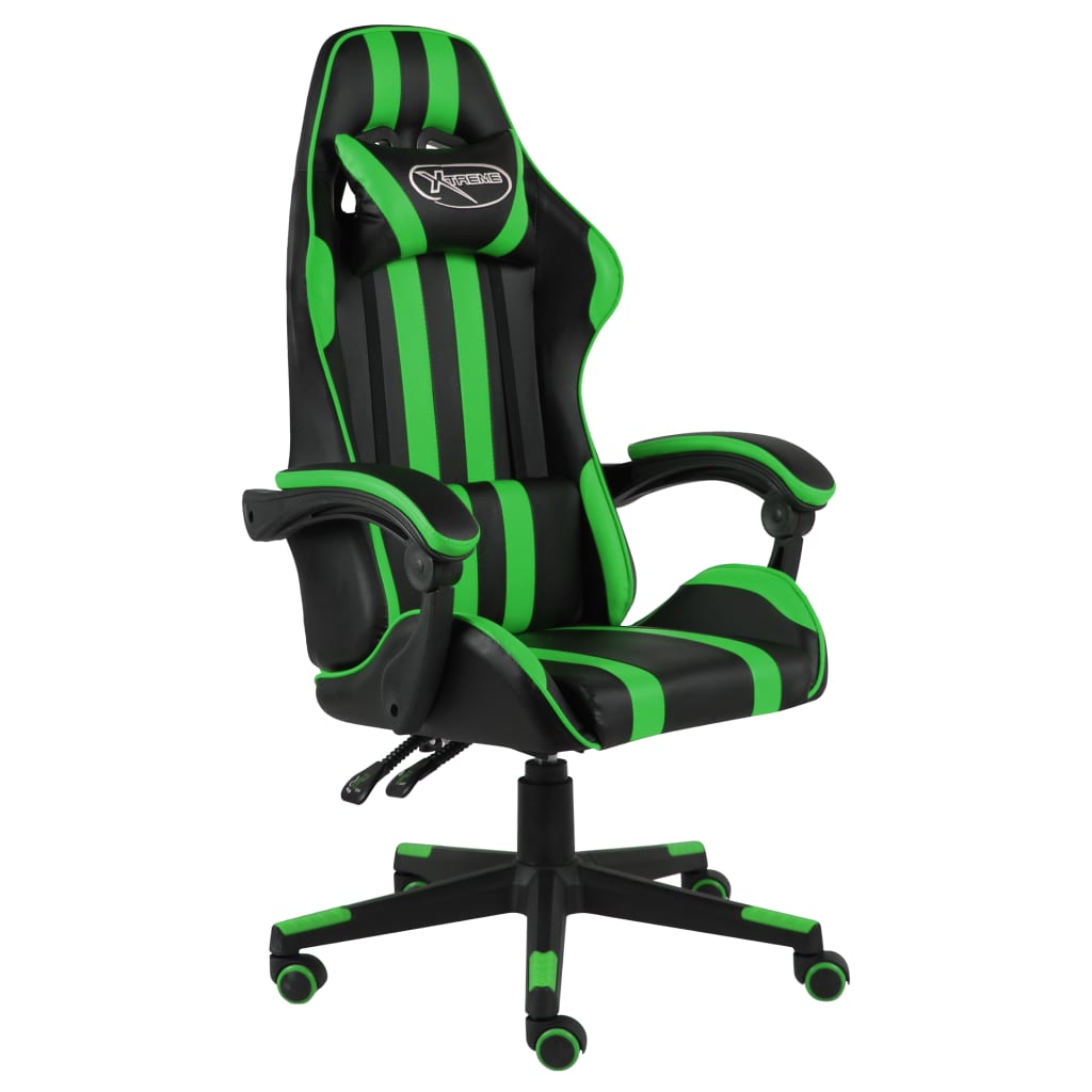 vidaXL Silla gaming de cuero sintético negro y verde