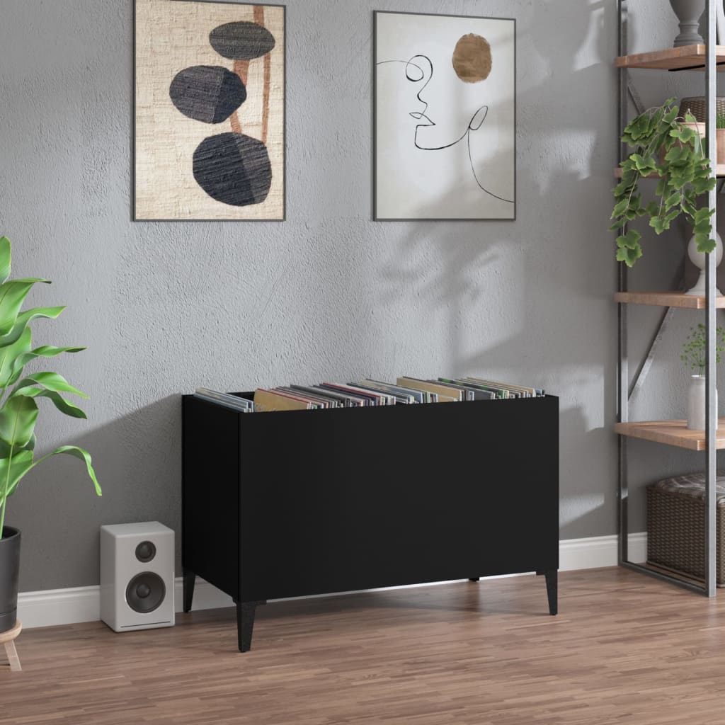 vidaXL Mueble para discos madera contrachapada negro 74,5x38x48 cm