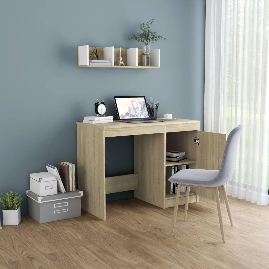 vidaXL Escritorio madera contrachapada color roble Sonoma 100x50x76 cm - Image 3