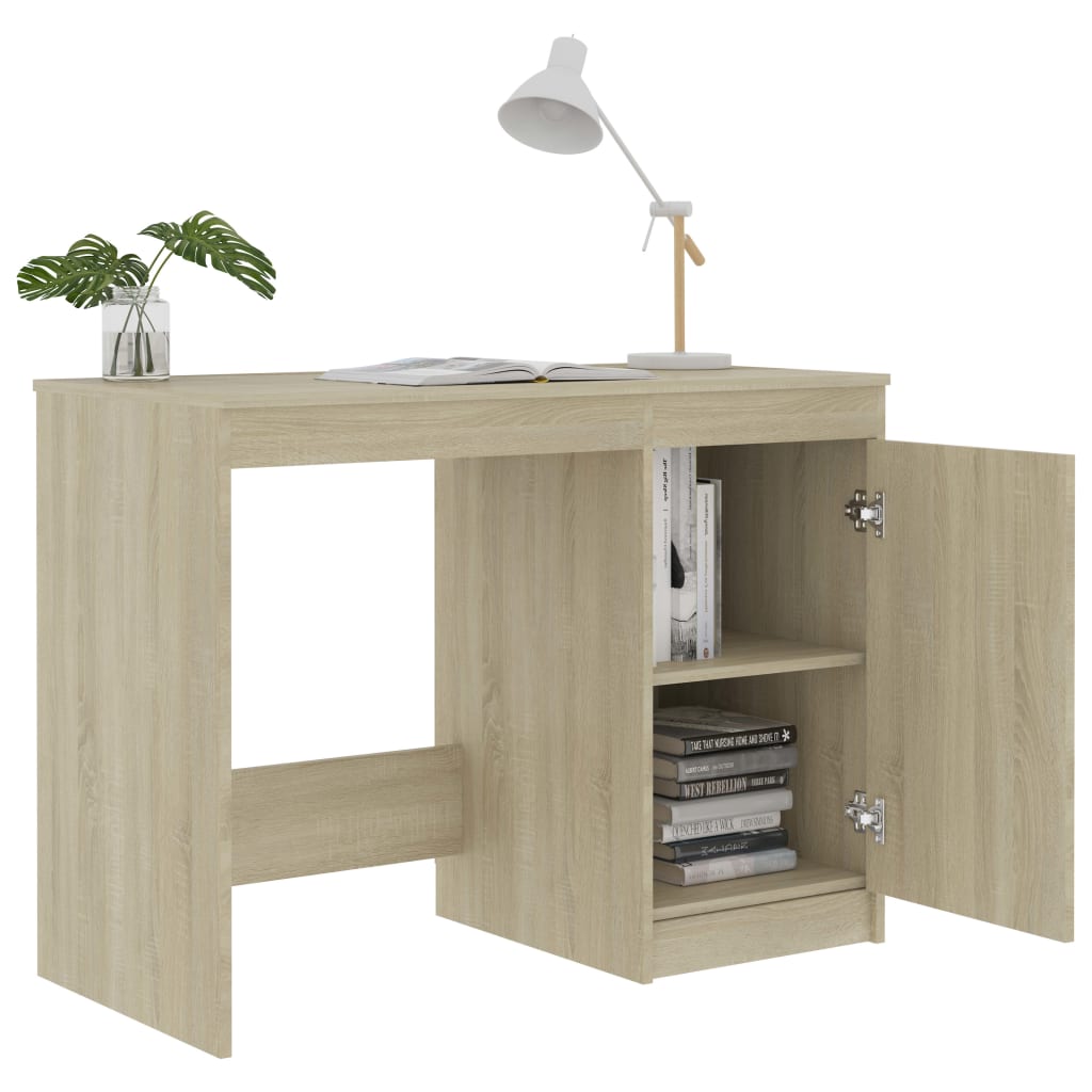vidaXL Escritorio madera contrachapada color roble Sonoma 100x50x76 cm - Image 6