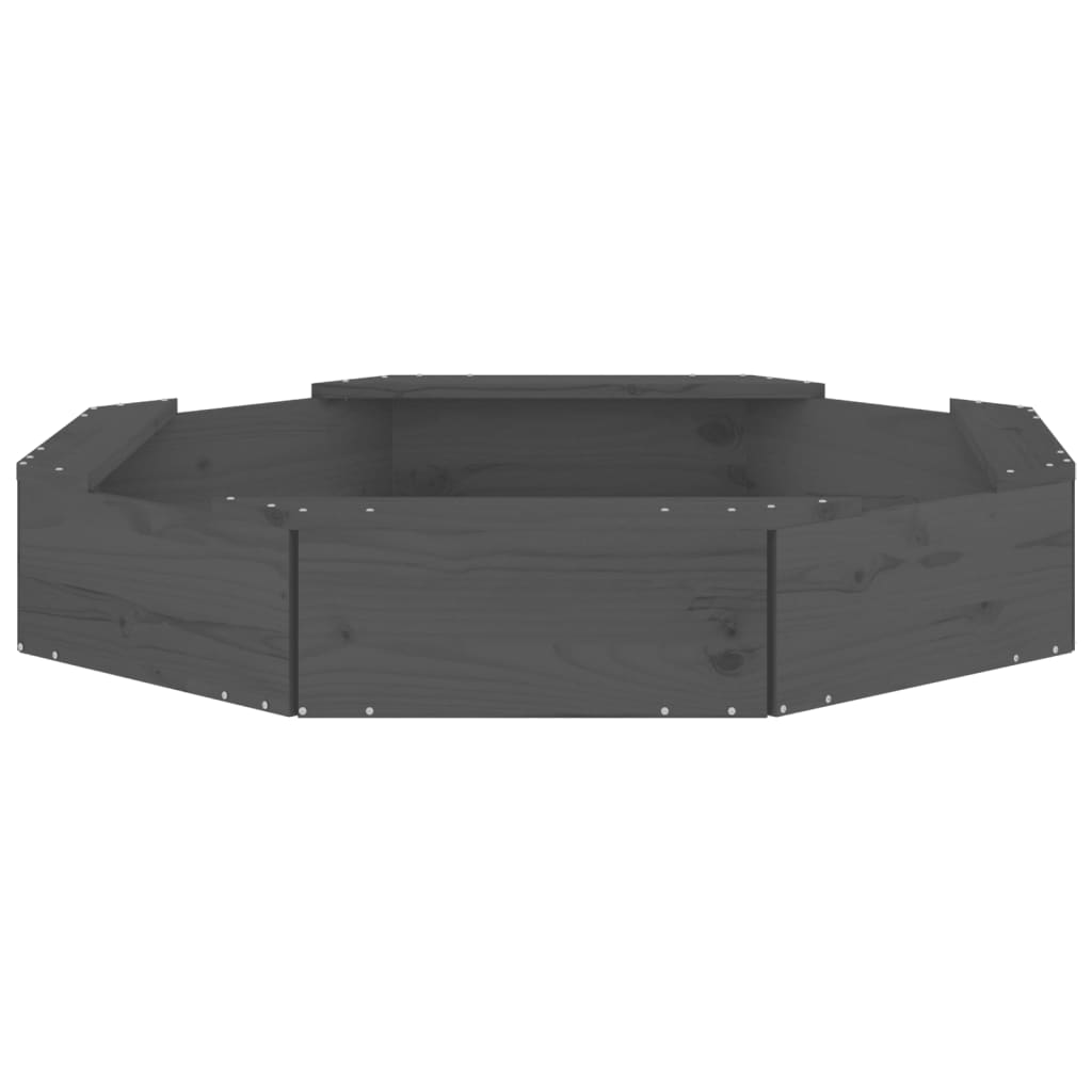 vidaXL Arenero con asientos octógono madera maciza de pino gris - Image 4