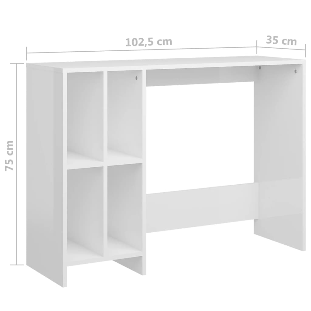 vidaXL Escritorio notebook contrachapado blanco brillo 102,5x35x75 cm - Image 6