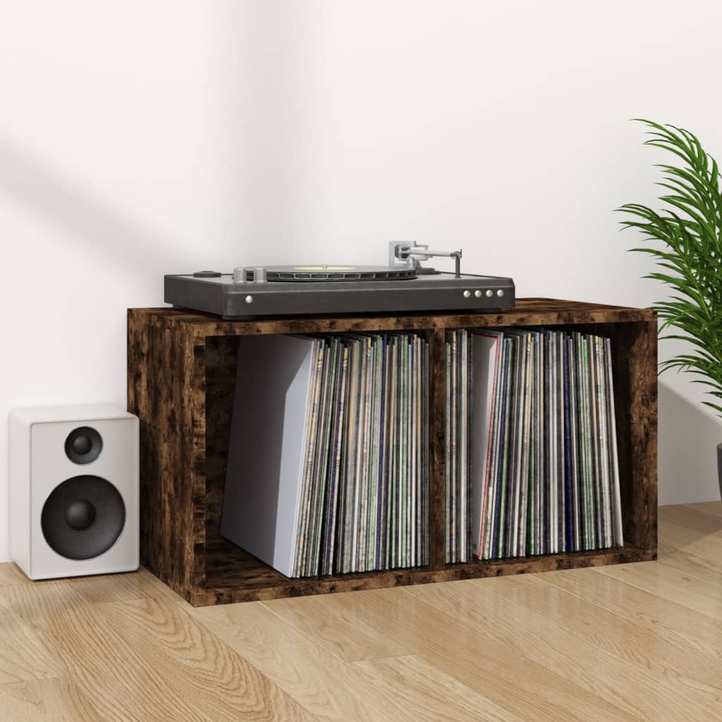 vidaXL Caja para discos de vinilo contrachapado color roble 71x34x36cm