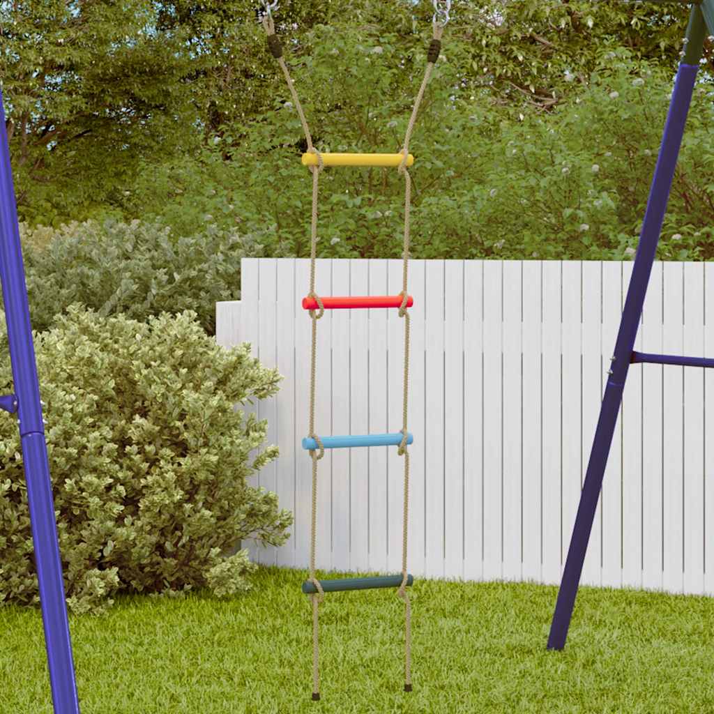 vidaXL Escalera de cuerda para niños con 4 peldaños multicolor